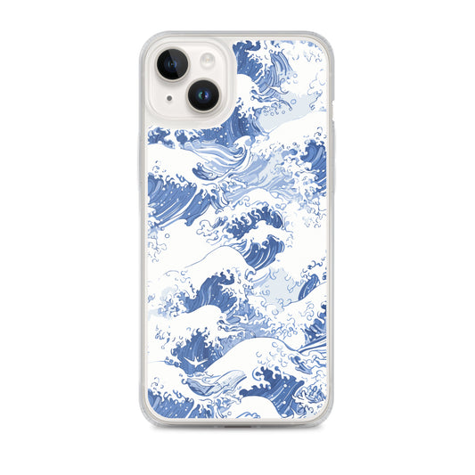 Clear Case for iPhone® / Ancient Japanese whitecap pattern  / Japanese Anime Style