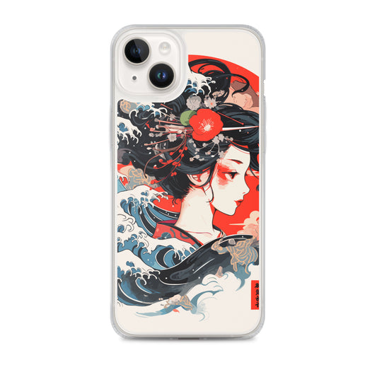 Clear Case for iPhone® / Beautiful women in ukiyoe-style kimonos and waves / Japanese Anime Style