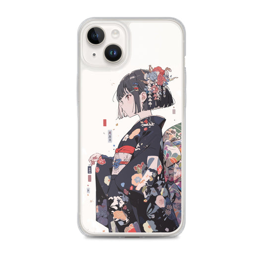 Clear Case for iPhone® / Profile of a beautiful woman in a gorgeous kimono / Japanese Anime Style