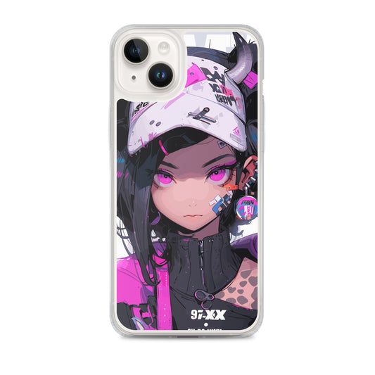 Clear Case for iPhone® / Woman wearing a hat with horns / Japanese Anime Style