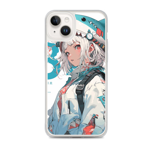 Clear Case for iPhone® / The Shark and the White-Haired Beauty / Japanese Anime Style