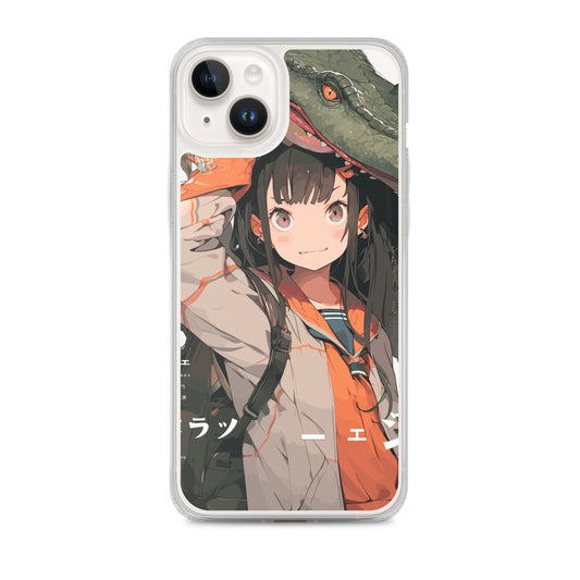 Clear Case for iPhone® / Girl in orange and crocodile / Japanese Anime Style