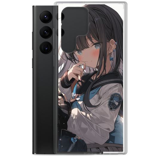 Clear Case for Samsung® / High school girl with dark hair and beautiful eyes / Japanese anime style