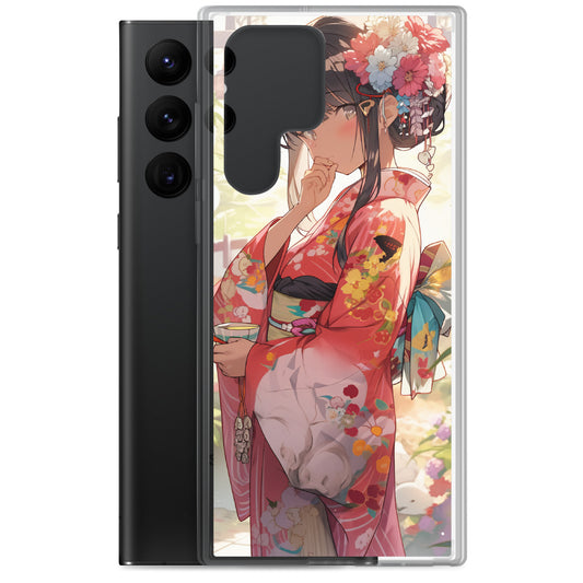 Clear Case for Samsung® / A beautiful woman wearing a floral kimono that evokes the beauty of Japanese aesthetics / Japanese Anime Style