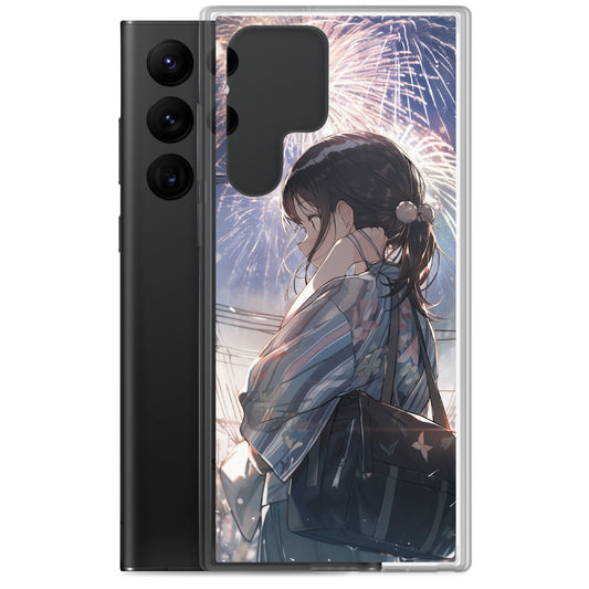 Clear Case for Samsung® / A Japanese high school girl enjoying a fireworks festival while wearing a yukata / Japanese Anime Style